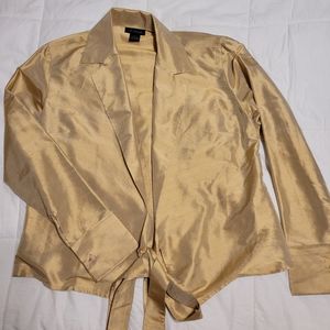 The limited women's 100% silk metallic gold shacket size small